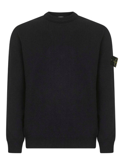 STONE ISLAND - Pull côtelé ras du cou Noir
