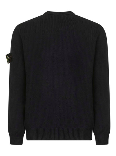 STONE ISLAND - Pull côtelé ras du cou Noir