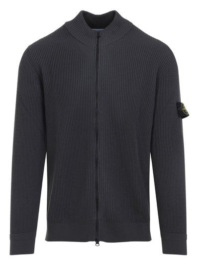 STONE ISLAND - Cardigan en laine fermeture zippée Gris