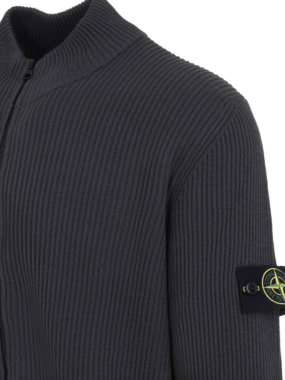 STONE ISLAND - Cardigan en laine fermeture zippée Gris