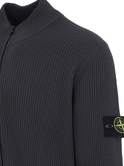 STONE ISLAND - Cardigan en laine fermeture zippée Gris