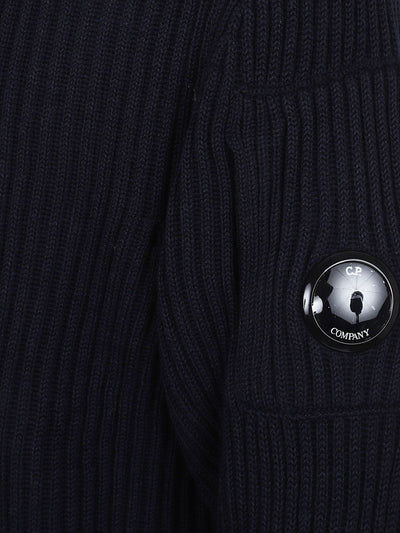 CP COMPANY - Col roulé côtelé bleu Marine