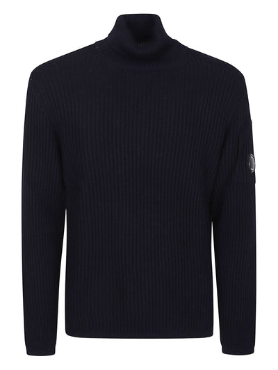 CP COMPANY - Col roulé côtelé bleu Marine