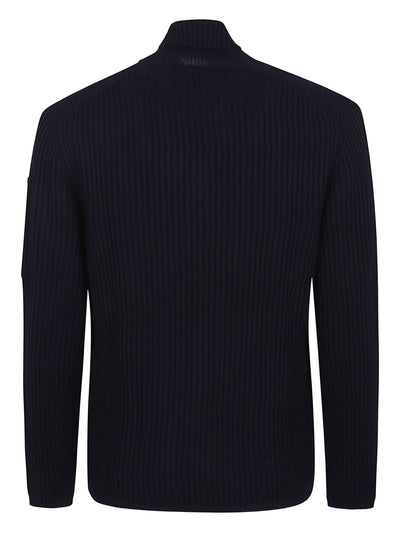 CP COMPANY - Col roulé côtelé bleu Marine