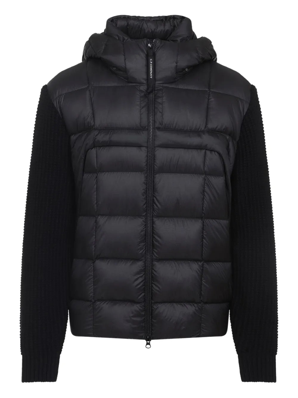 C.P. COMPANY - Gilet bi-matière à capuche détachable noir