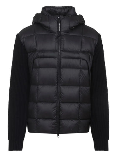 C.P. COMPANY - Gilet bi-matière à capuche détachable noir