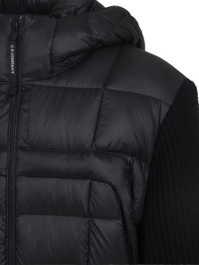 C.P. COMPANY - Gilet bi-matière à capuche détachable noir