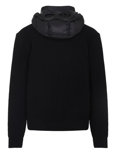 C.P. COMPANY - Gilet bi-matière à capuche détachable noir