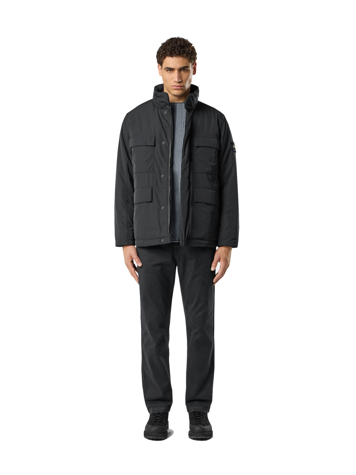 STONE ISLAND - Field jacket rembourrée et déperlante à poches pressionnées