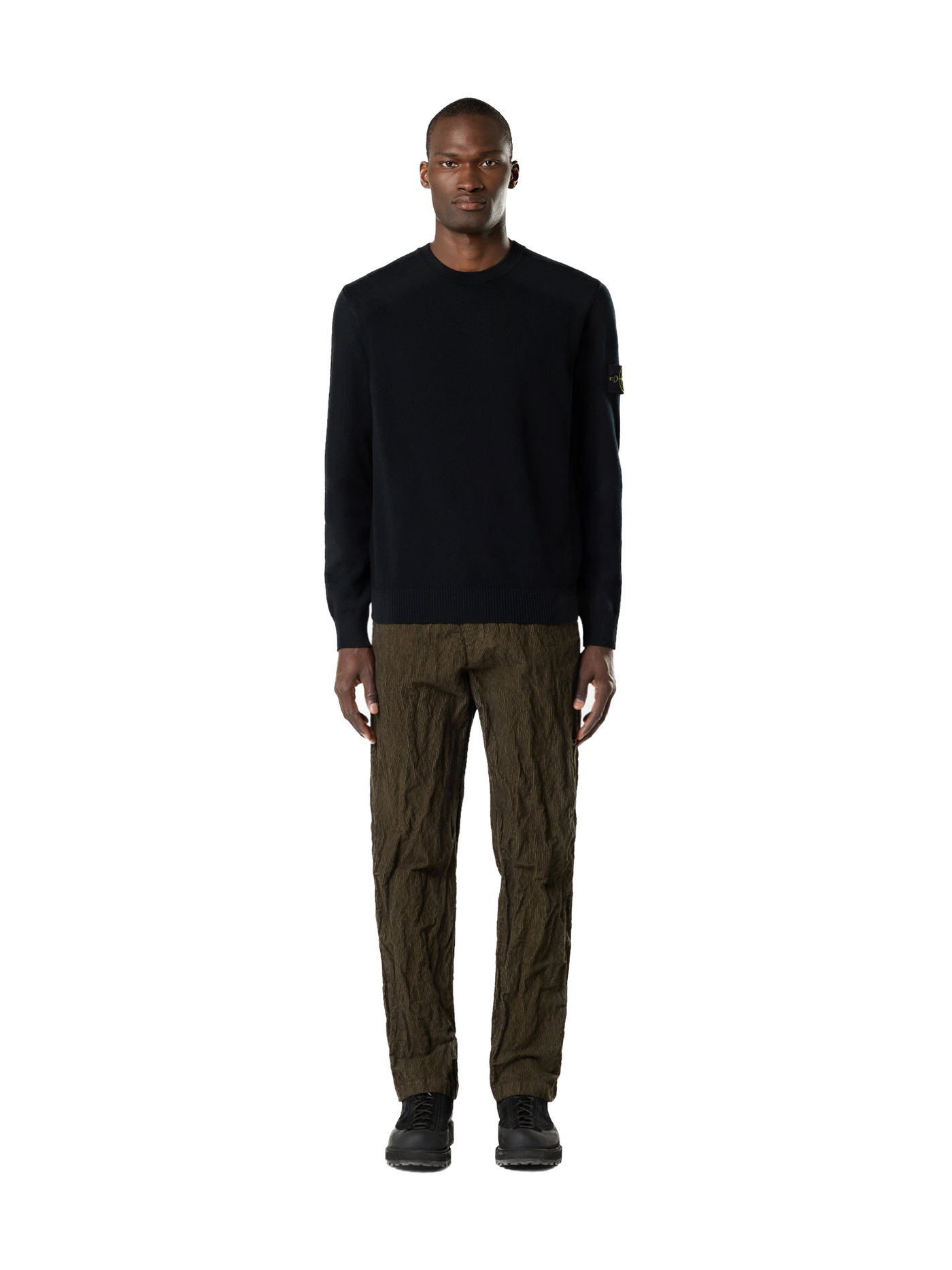 STONE ISLAND - Pull en maille revers Noir