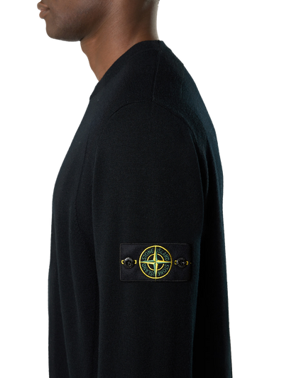 STONE ISLAND - Pull en maille revers Noir
