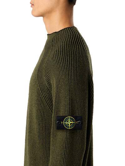 STONE ISLAND - Pull à col fluide avec laine côtelée vanisée