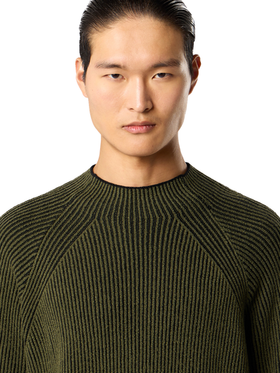 STONE ISLAND - Pull à col fluide avec laine côtelée vanisée