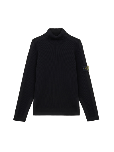 STONE ISLAND - Pull à col roulé avec finitions finement côtelées