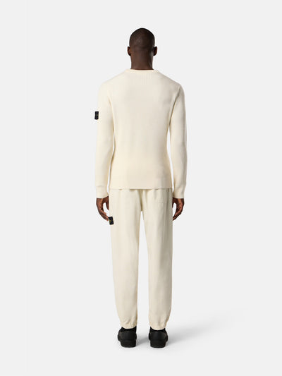 STONE ISLAND - Pull en laine blanc cassé