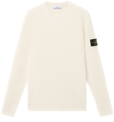 STONE ISLAND - Pull en laine blanc cassé