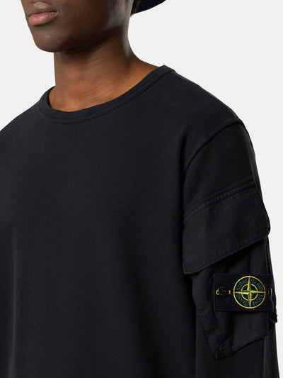 STONE ISLAND - Crewneck à poches latérales noir
