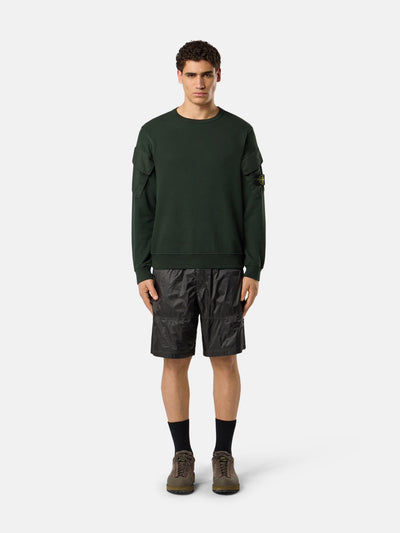 STONE ISLAND - Crewneck à poches latérales vert Juniper