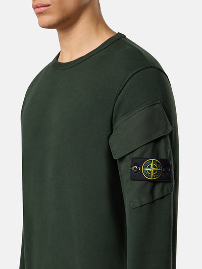 STONE ISLAND - Crewneck à poches latérales vert Juniper
