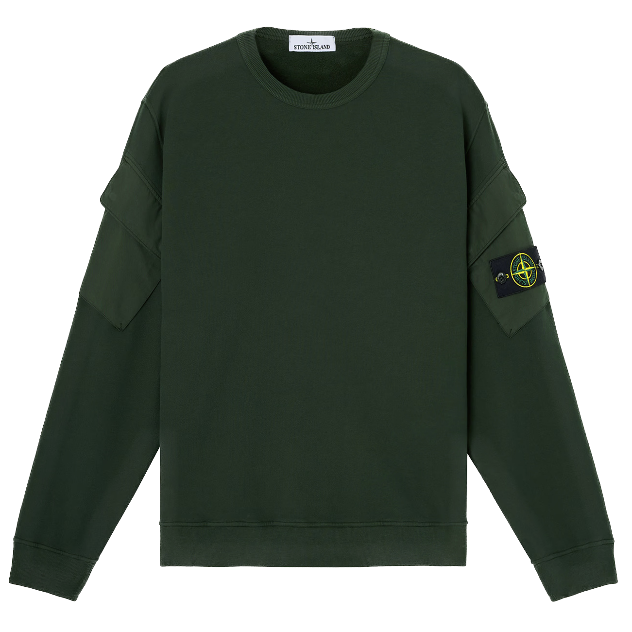 STONE ISLAND - Crewneck à poches latérales vert Juniper