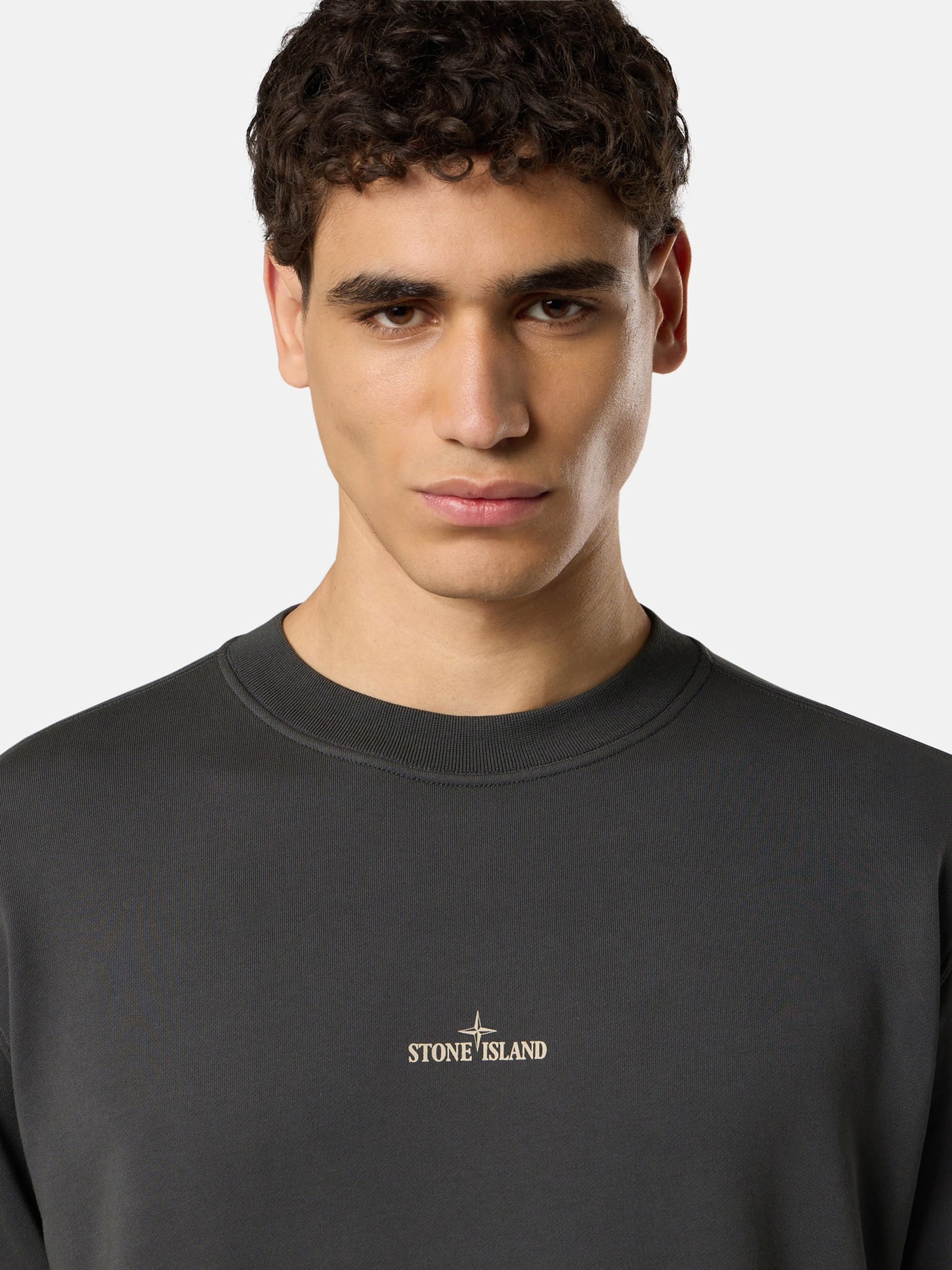 STONE ISLAND - Crewneck gris à imprimé