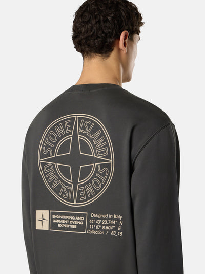 STONE ISLAND - Crewneck gris à imprimé