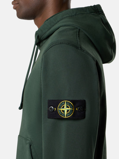 STONE ISLAND - Sweat-shirt à capuche vert juniper