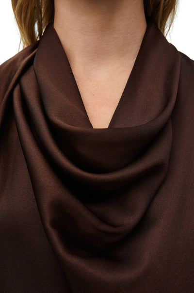 LOEWE - Robe foulard en soie chocolat
