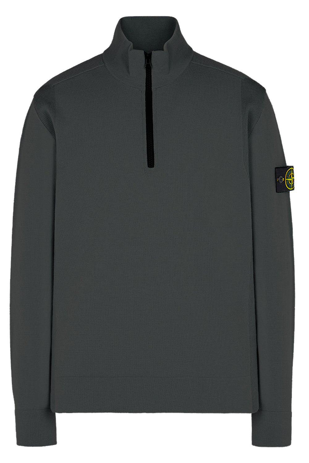 Stone Island - Half zip en laine gris anthracite