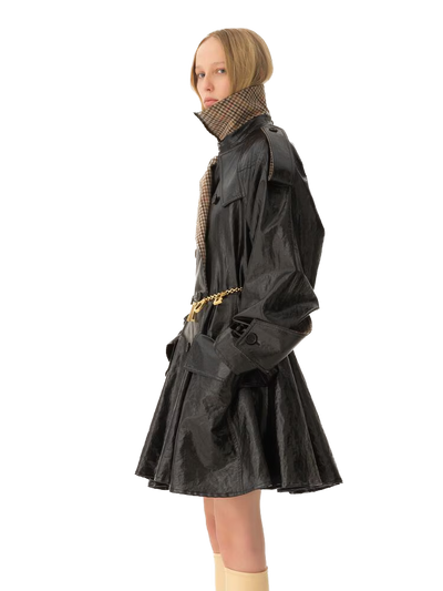 Chloé - Manteau cavalier court croisé en lin enduit