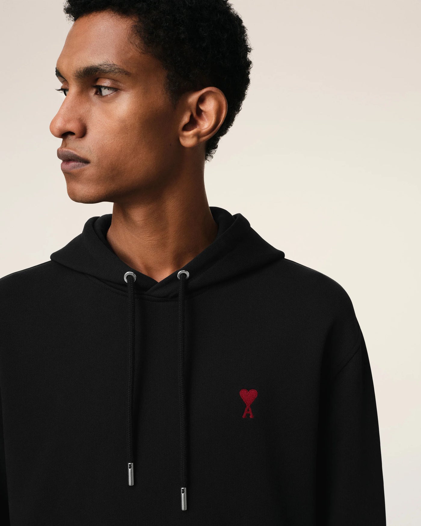 AMI PARIS - Hoodie Noir Ami de Coeur En Coton