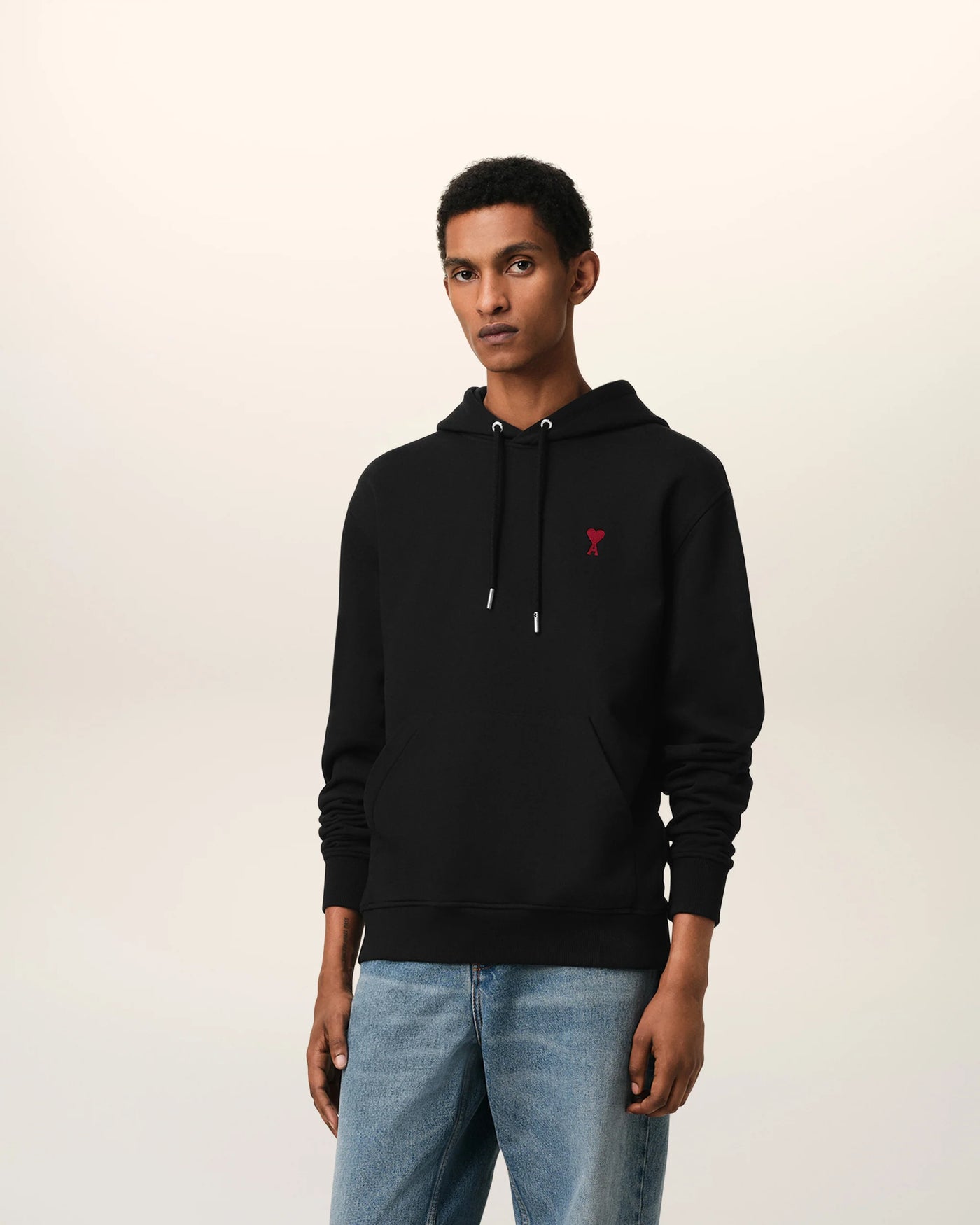 AMI PARIS - Hoodie Noir Ami de Coeur En Coton
