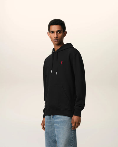 AMI PARIS - Hoodie Noir Ami de Coeur En Coton