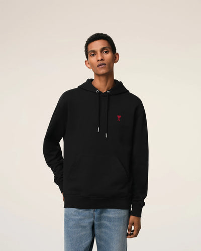 AMI PARIS - Hoodie Noir Ami de Coeur En Coton