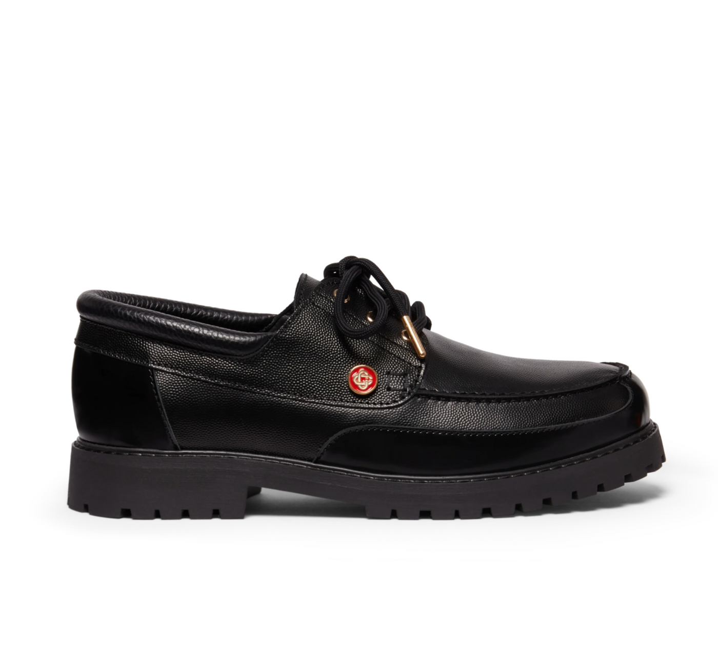 CASABLANCA - Black Leather Boat Shoes