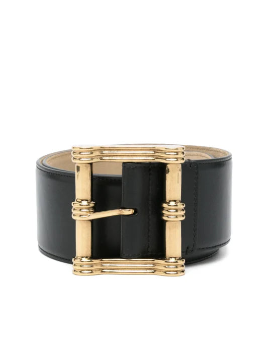 ETRO - Ceinture en cuir noire à boucle rectangulaire