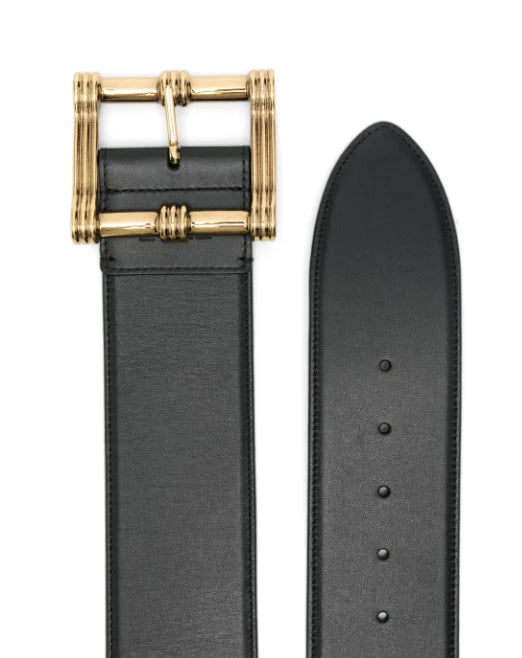 ETRO - Ceinture en cuir noire à boucle rectangulaire
