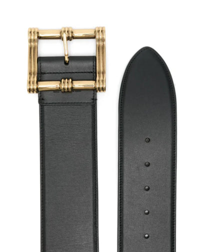 ETRO - Ceinture en cuir noire à boucle rectangulaire