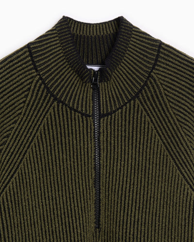 STONE ISLAND - Maille zippée vert militaire