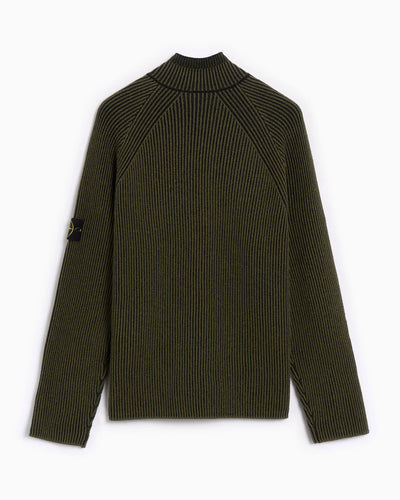 STONE ISLAND - Maille zippée vert militaire
