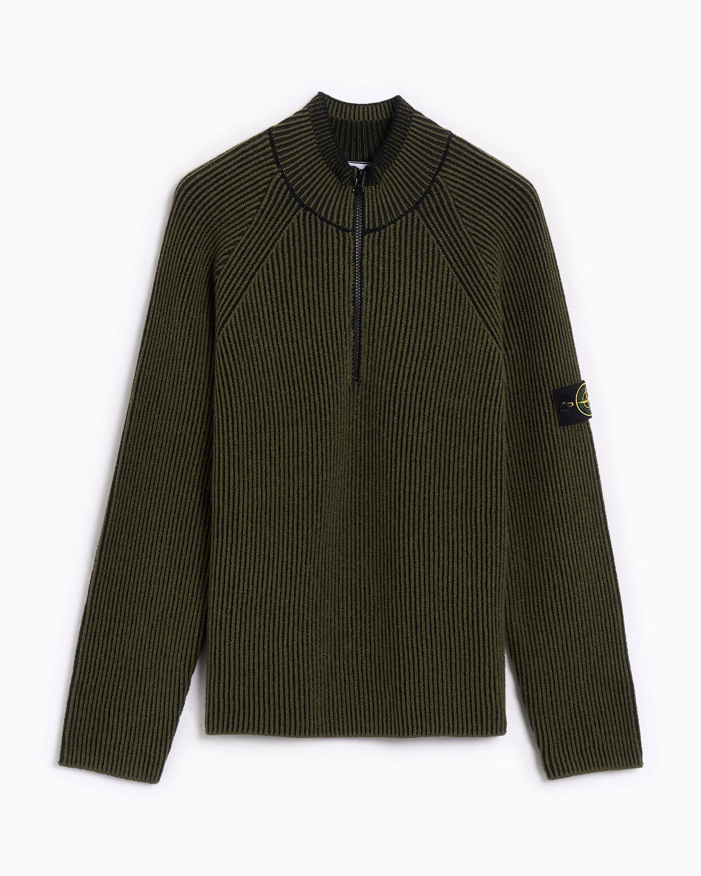 STONE ISLAND - Maille zippée vert militaire