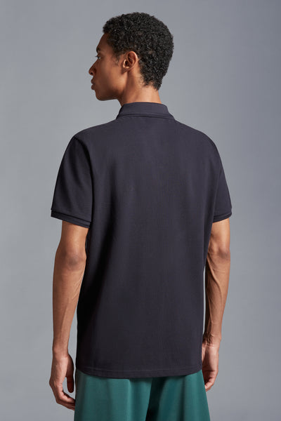 MONCLER - Polo bleu marine à logo