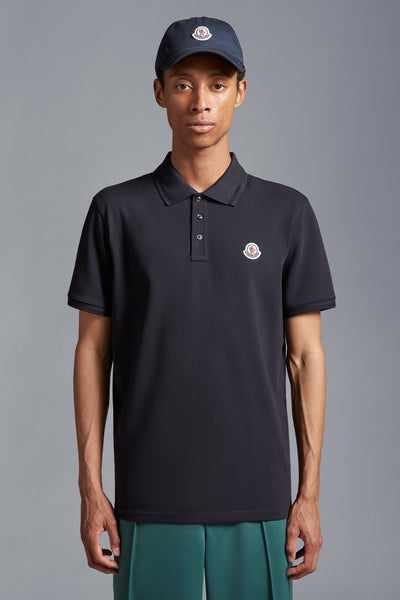MONCLER - Polo bleu marine à logo