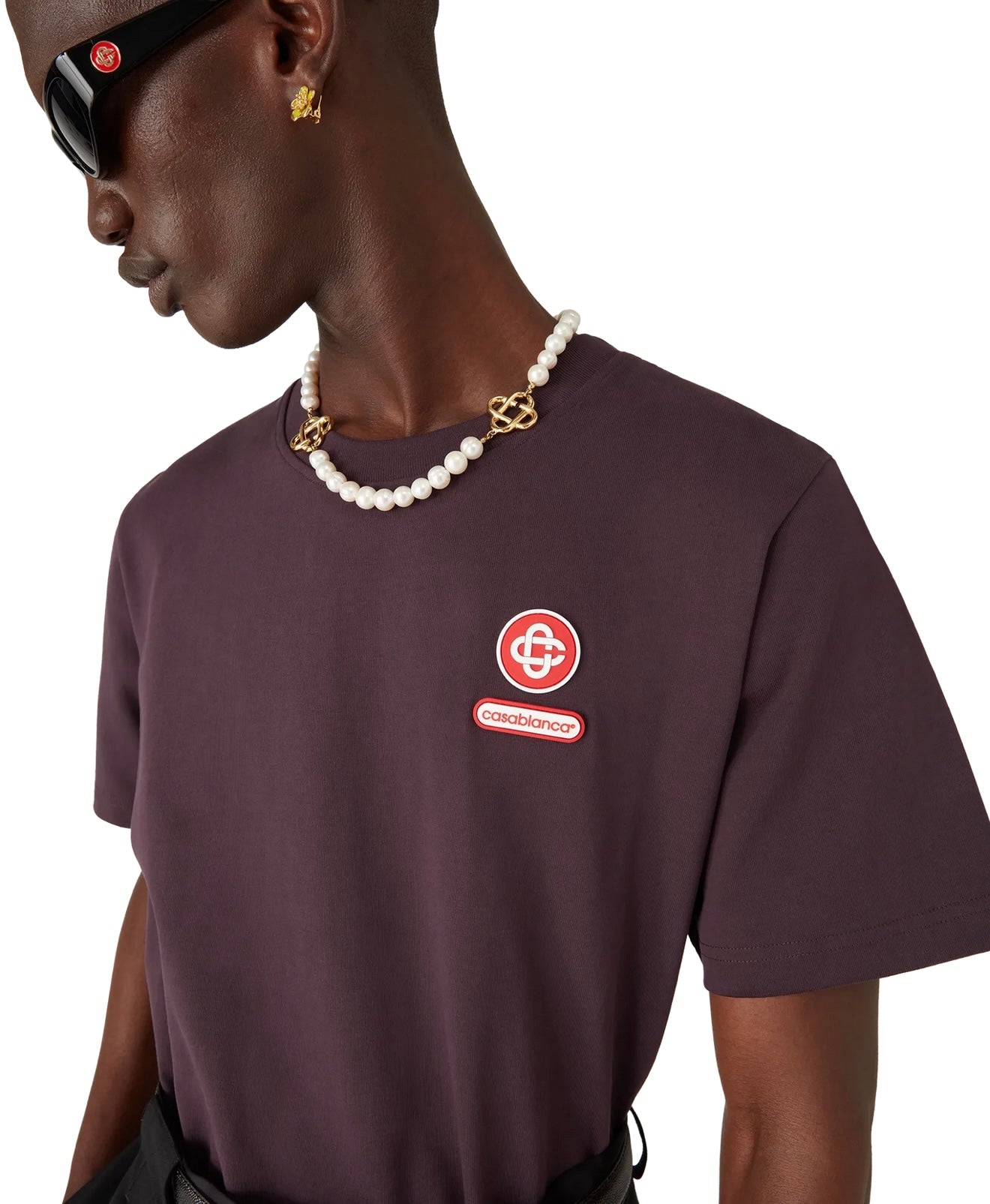 CASABLANCA - Logo Patch Short Sleeve T-Shirt