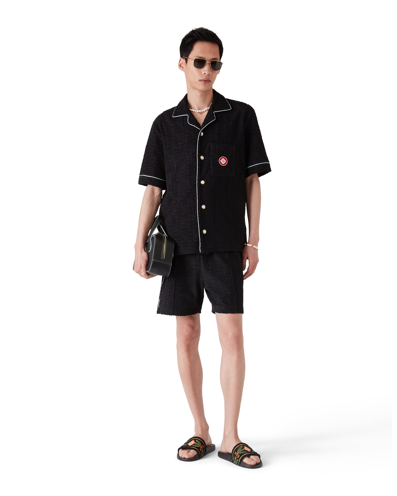 CASABLANCA - Monogram Jacquard Towelling Short Sleeve Shirt