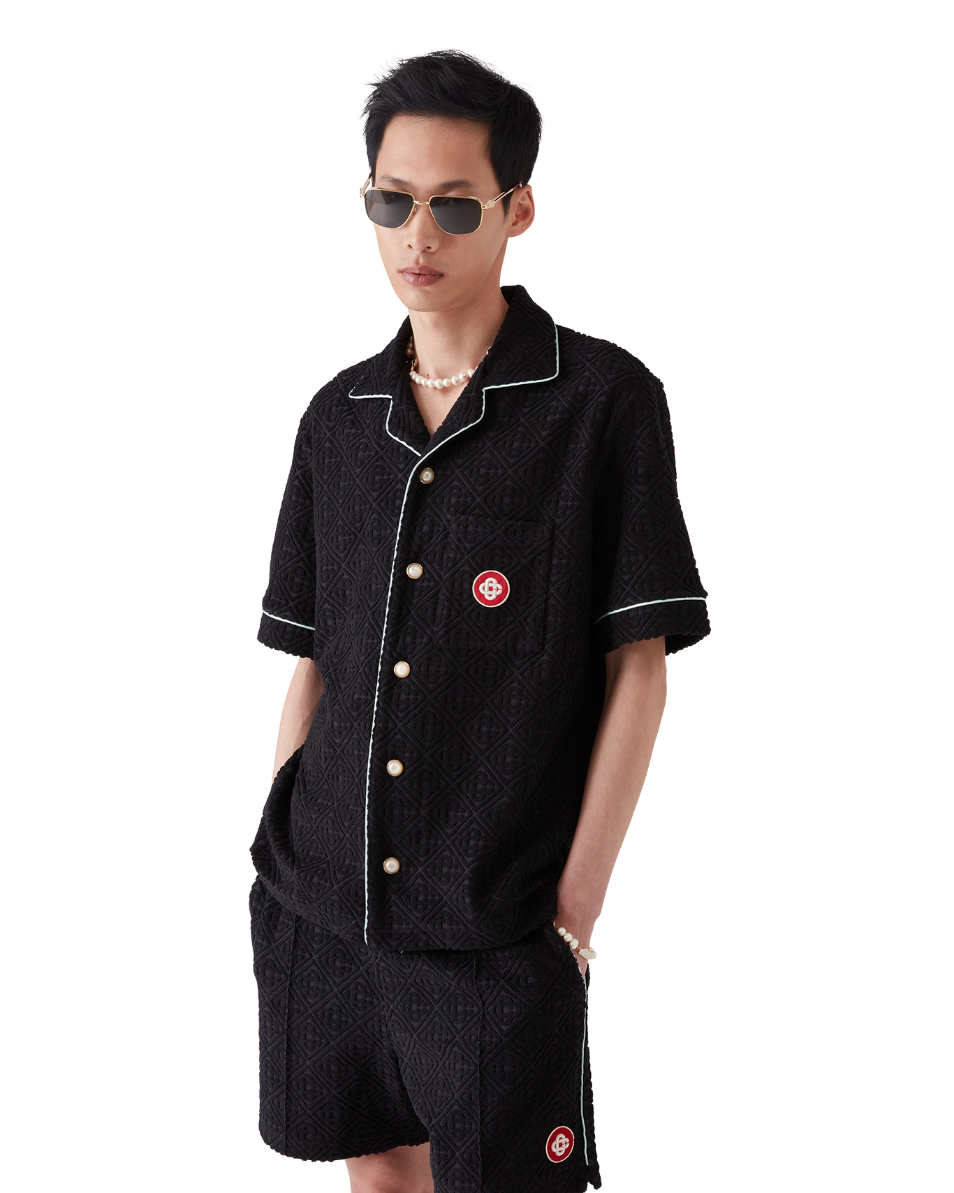 CASABLANCA - Monogram Jacquard Towelling Short Sleeve Shirt