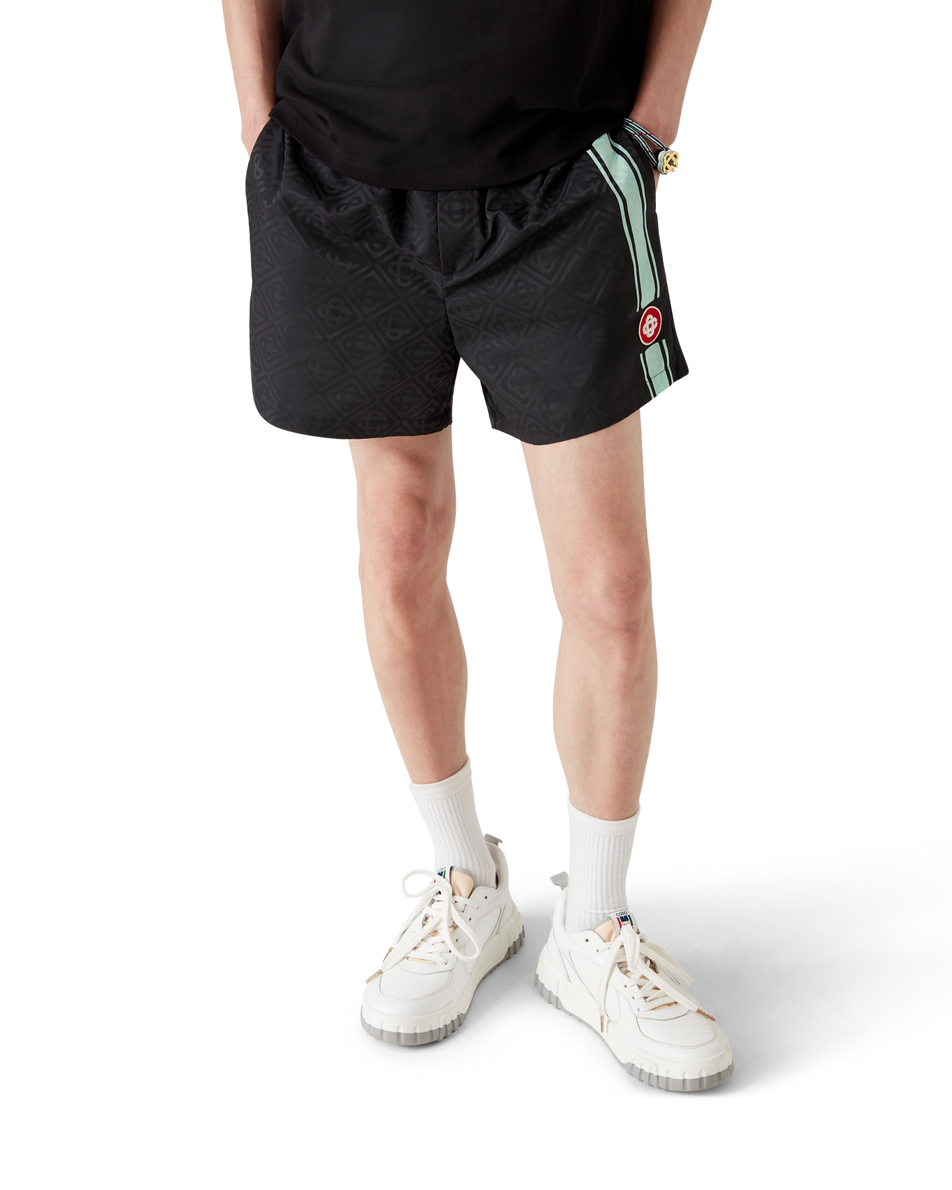 CASABLANCA - Monogram Jacquard Stripe Swim Shorts