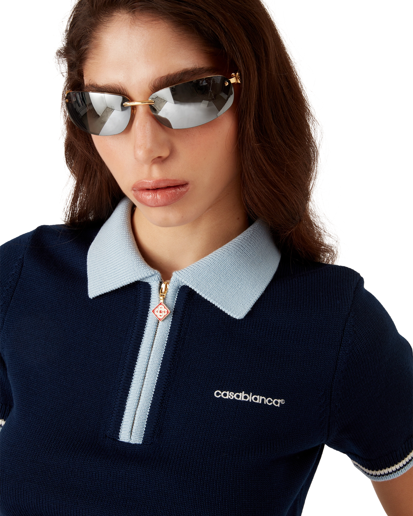 CASABLANCA - Merino Knit Tennis Polo Shirt