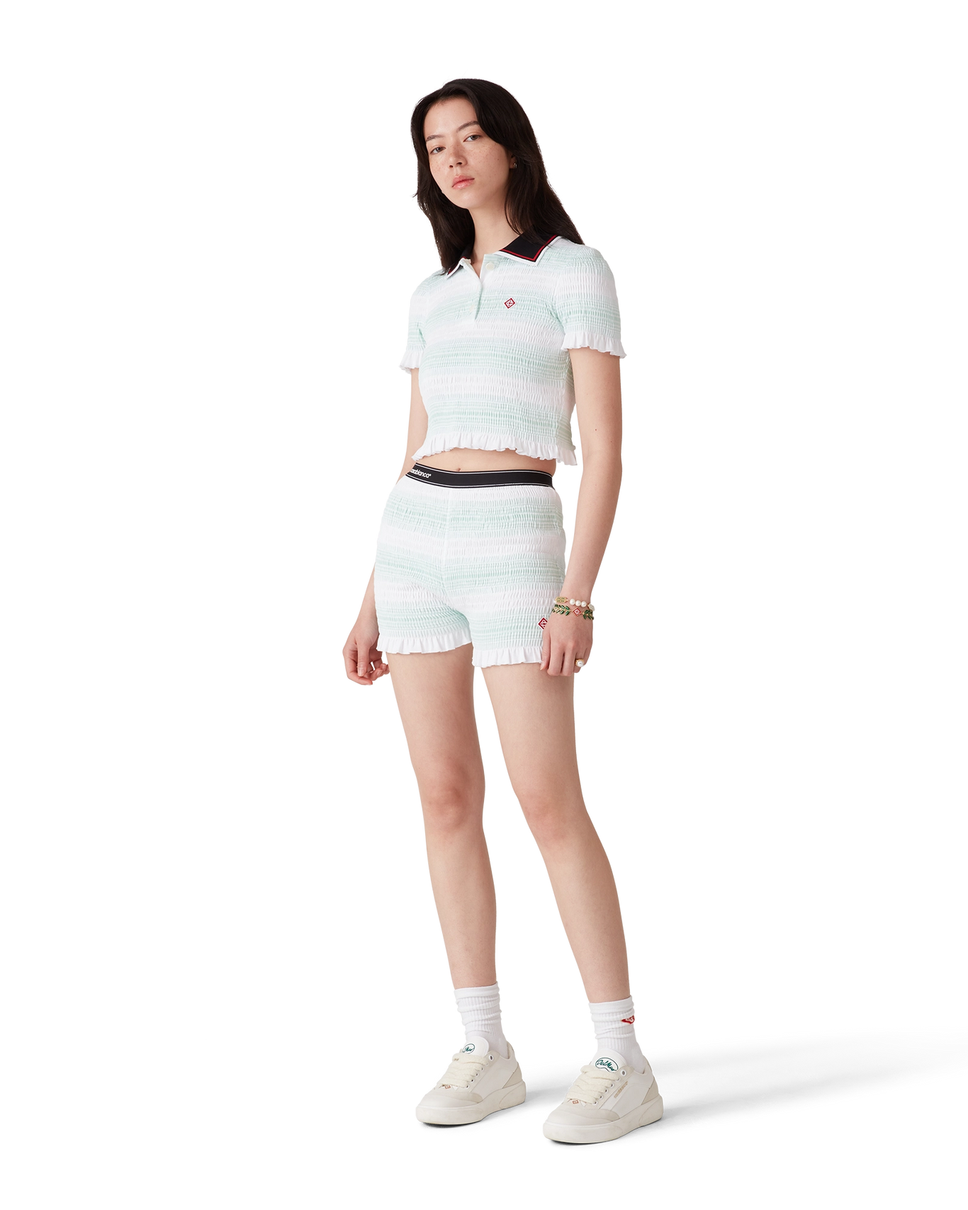 CASABLANCA - Stripe Shirred Shorts