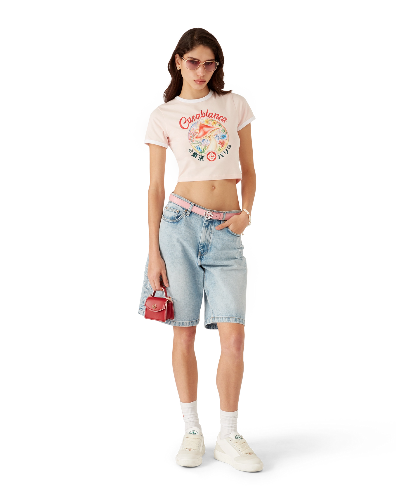 CASABLANCA - Mushroom Emblem Cropped T-Shirt